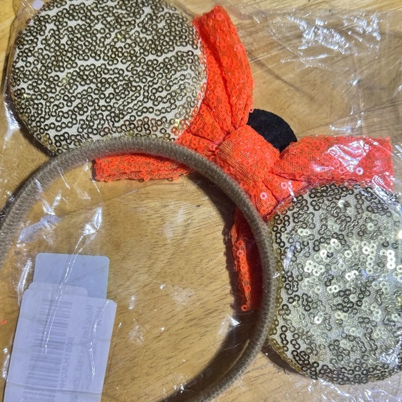NWT Gold/Orange Sequin Nightmare Before Christmas Mickey Ears - Picture 2 of 2